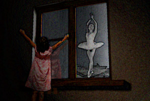 balletmeisje in t raam